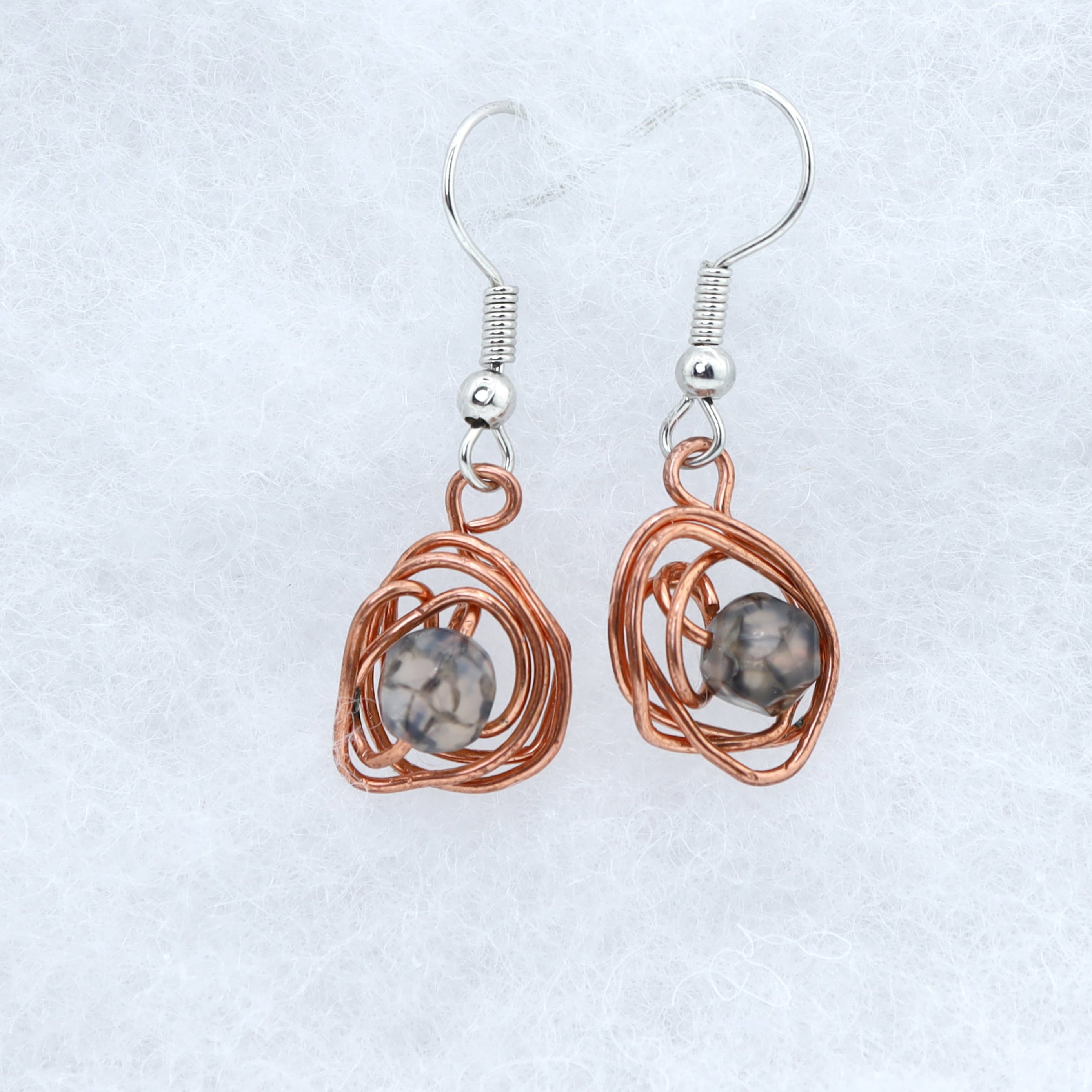 Smoky Quartz & Copper Swirl Earrings