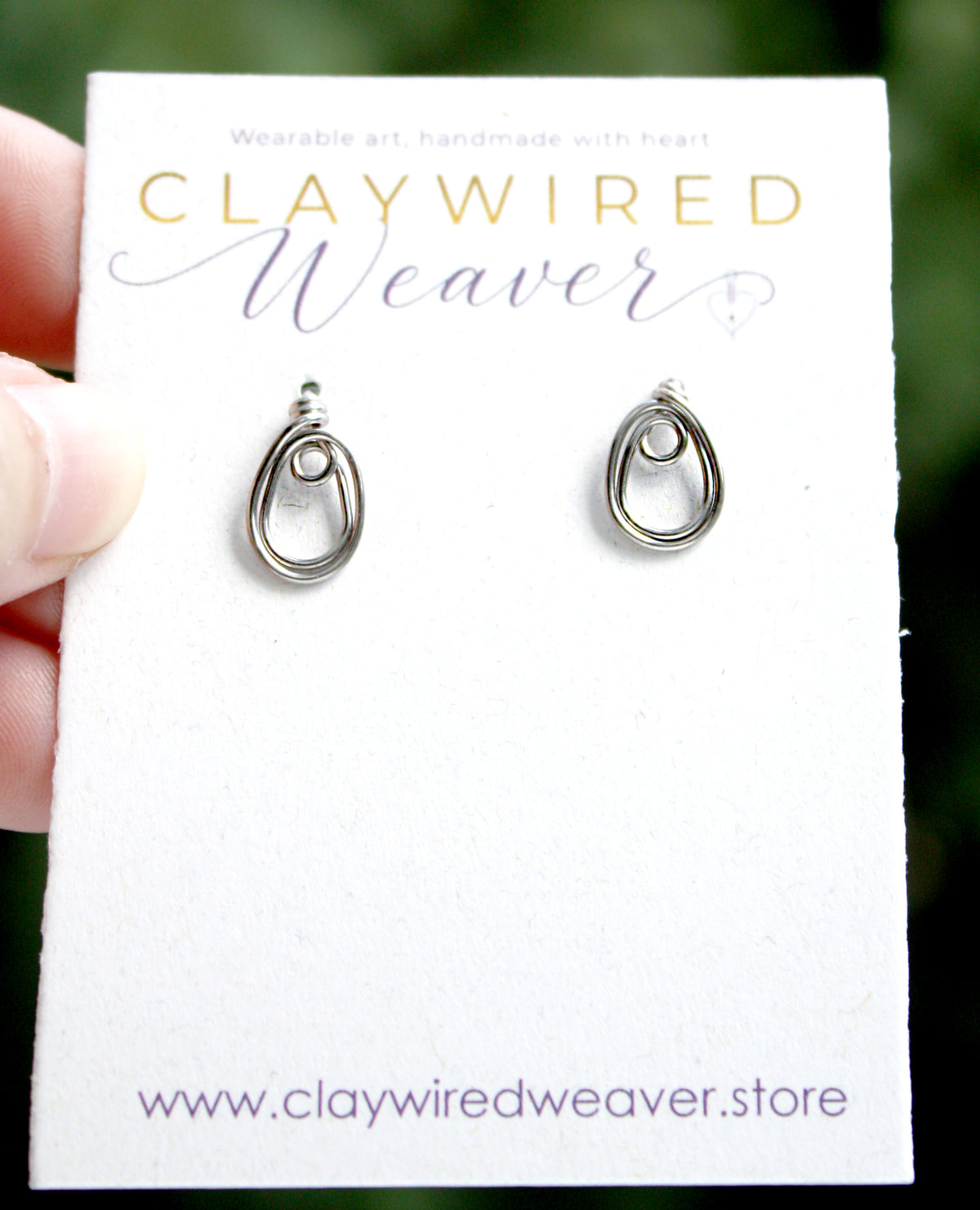 Silver Open Teardrop Stud Earrings
