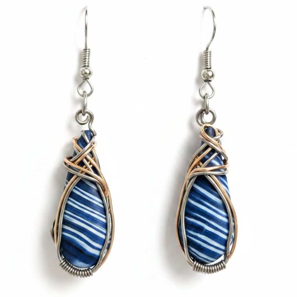 Sodalite Clay Teardrop Earrings