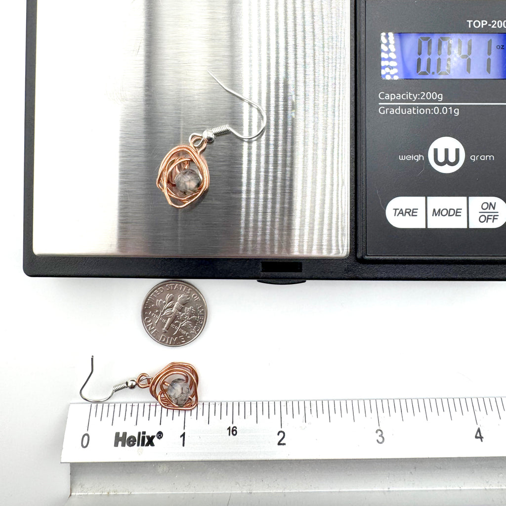 Smoky Quartz & Copper Swirl Earrings