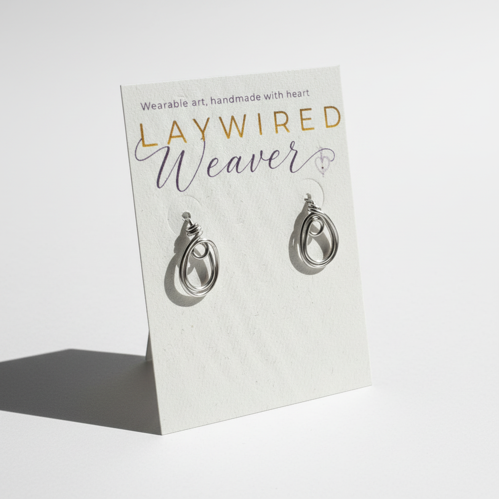 Silver Open Teardrop Stud Earrings