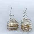 Silver Coil Bead Dangle Earrings